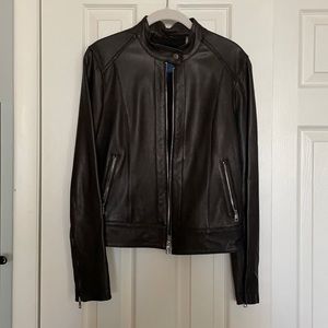 Cole Haan Black Leather Moto Jacket small
